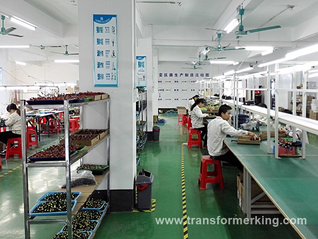 Transformer manufacturing Line #1 at the Quectek Co., Ltd. transformer & magnetics factory in Dongguan city of Guangdong province in the mainland CHINA.