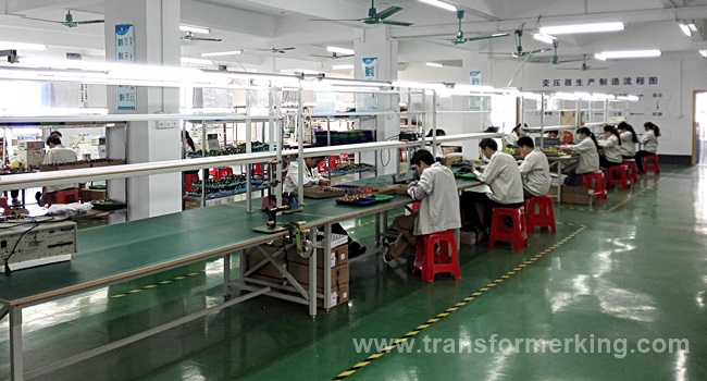 Transformer assembly Line #2 at the Quectek Co., Ltd. transformer & magnetics factory in Shijie Town of Dongguan city in P.R. China